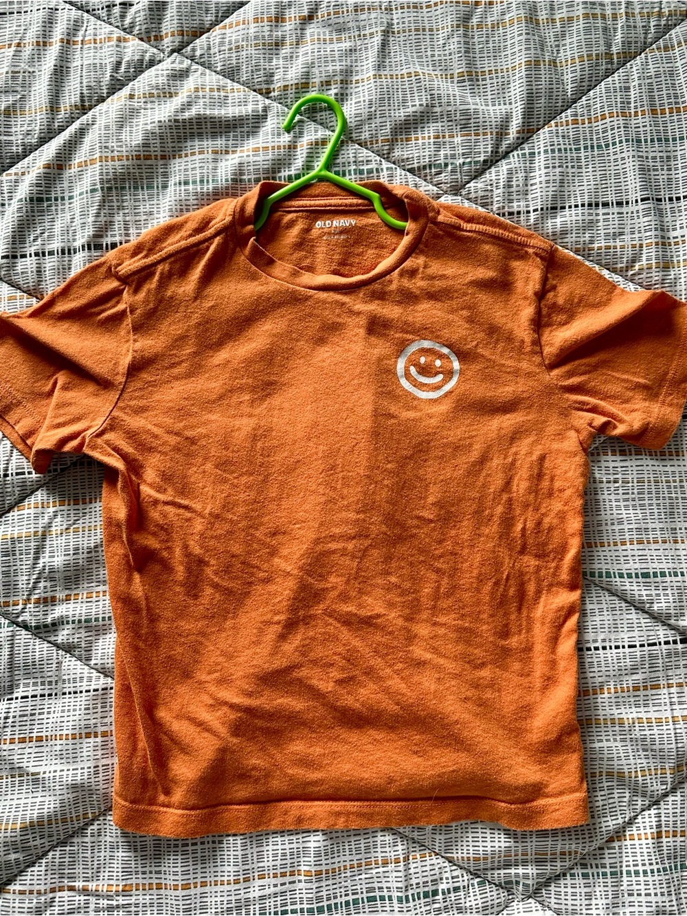Old Navy Orange Short-Sleeve Crewneck T-Shirt with White Smile Graphic